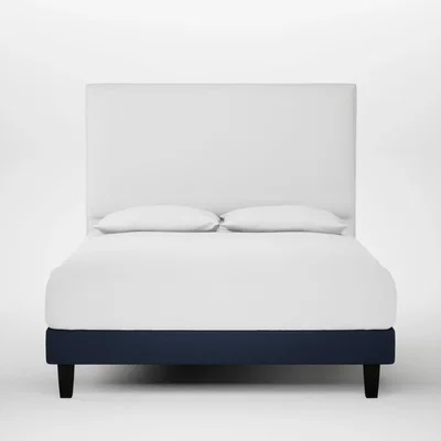 Heal's Heal's Shallow Divan King Smart Cotton Linen Indigo Dark Solid Wood Feet