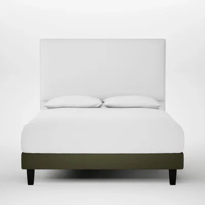 Heal's Heal's Shallow Divan King Smart Cotton Linen Myrtle Dark Solid Wood Feet