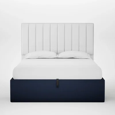 Heal's Heal's Lift Storage Divan King Smart Cotton Linen Indigo Natural Feet