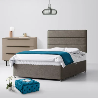 Happy Beds Super King Size - Divan Bed and Cornell Lined Headboard - Grey - Fabric - 6ft - Happy Beds
