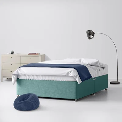 Happy Beds King Size - Divan Bed - With Storage - Duck Egg Blue - Fabric - 5ft - Happy Beds