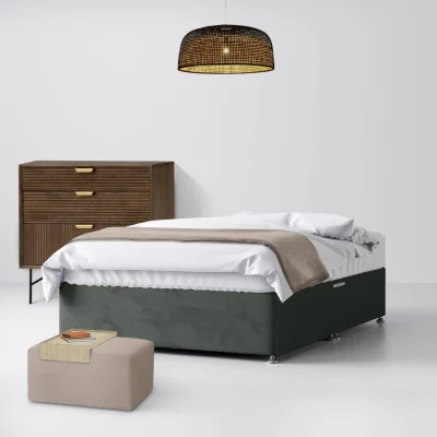 Happy Beds King Size - Divan Bed - With Storage - Dark Grey - Velvet - 5ft - Happy Beds