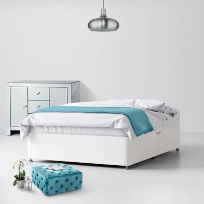 Happy Beds Small Single - Divan Bed - White - Fabric - 2ft6 - Happy Beds