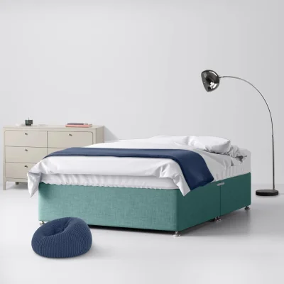 Happy Beds Small Single - Divan Bed - With Storage - Duck Egg Blue - Fabric - 2ft6 - Happy Beds