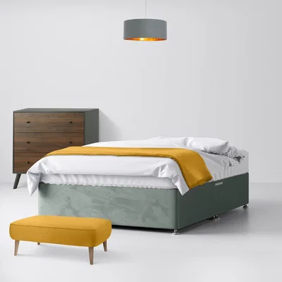 Happy Beds Small Single - Divan Bed - Light Grey - Velvet - 2ft6 - Happy Beds