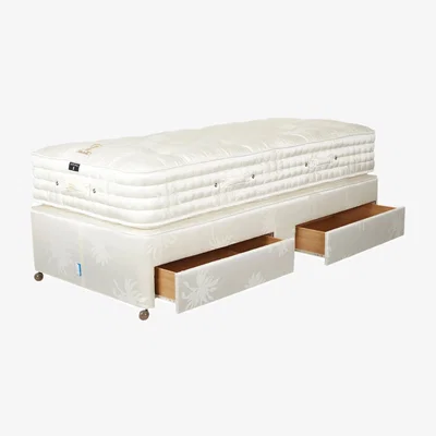 OKA OKA, Deluxe Divan Bed Base with Drawers - Single - White, Divan Bed