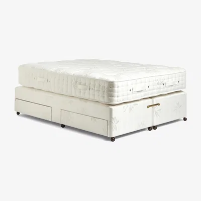 OKA OKA, Deluxe Double Mattress & Divan Bed - White, Divan Beds, Cotton/Wood