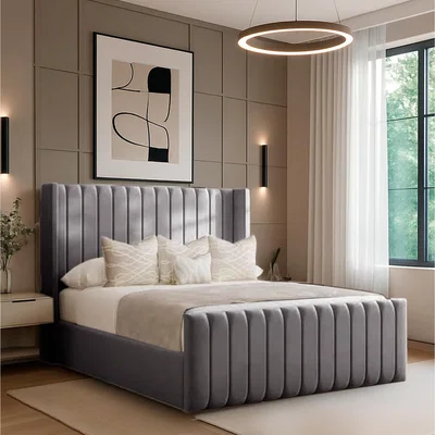 The Range Divan Bed Reinforced Bed with Tiffany Headboard and Footboard - Charcoal Grey / Superking / 4x Drawers