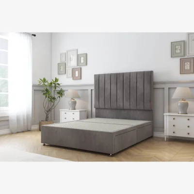 The Range Sloomy Kansas Slate Naples Divan Bed Base 2 Drawers Same Side 54 Inch Floor Standing Headboard - Slate / 1500mm