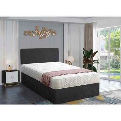 The Range Loria Divan Bed with Headboard Mattress-Chenille Fabric, 2 Drawers Left Side - Black / Single