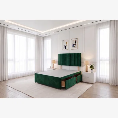 The Range Emily Emerald Plush 6FT Divan Bed Base with 2 Drawers & Headboard - Super King - Emerald / King