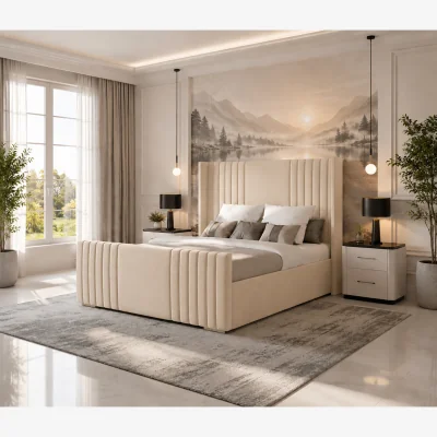 The Range Luxury Divan Bed set with mattress & headboard - Beige / 135cm