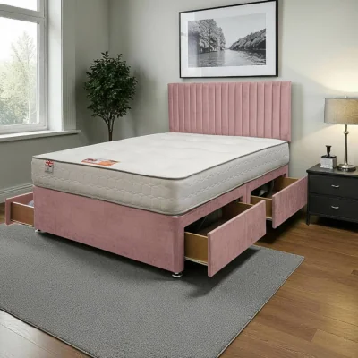 The Range Emily Plush Bed Set With Mattress, 4 Drawers And 24"Headboard - Pink / Double