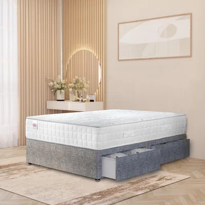 The Range Tweed Fabric Divan Bed with Memory Foam Pocket Spring Mattress - Grey / Single / 45.5kg