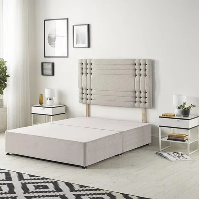 The Range Saville Velvet Divan Base with 32" Diamante Headboard and Drawers - Silver /  0 / Single