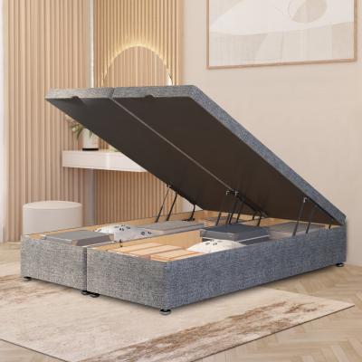 The Range Ottoman Divan Bed Frame End Opening Gas Lift Tweed Fabric - Grey / Small Double