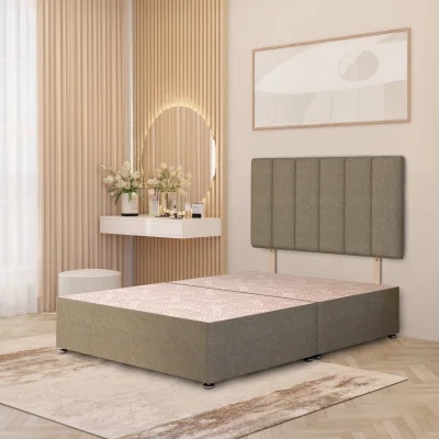 The Range Linen Fabric Divan Bed Base with 32" Austin Headboard Storage Drawer Options - Wheat / Small Double / 35.5kg