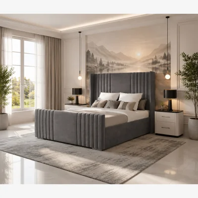 The Range Luxury Divan Bed set with mattress & headboard - Dark Grey / 150cm