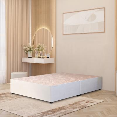 The Range Divan Bed Base Plush Velvet Solid Platform Top with Draw Options - White / King / No Drawers