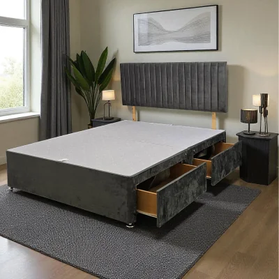 The Range Emily Divan Bed Base 2 Drawers And Headboard - Charcoal Grey / Small Double