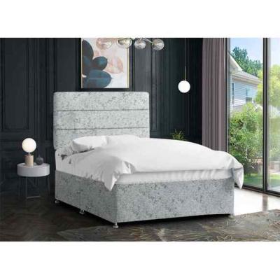 The Range Harmony Divan Bed with Tall Headboard Mattress-Crushed, 2 Drawers Left Side - Silver / Grey / Super King / Superking