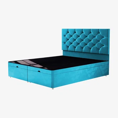 The Range Savannah Chesterfield Ottoman Divan Bed  - Teal  / Double