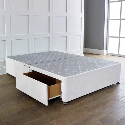 The Range Divan Bed Reinforced Base - White / 2x Drawers Foot End / Small Double / 193cm