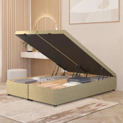 The Range Ottoman Divan Bed Frame End Opening - Beige / Double