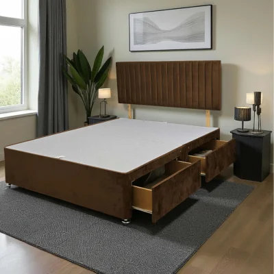 The Range Emily Divan Bed Base 2 Drawers and Headboard - Mocca / Superking