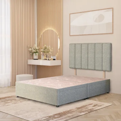 The Range Linen Fabric Divan Bed Base with 32" Austin Headboard Storage Drawer Options - Sage / Single / 36.5kg