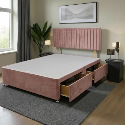 The Range Emily Divan Bed Base 2 Drawers and Headboard - Pink / Small Double