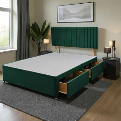 The Range Emily Divan Bed Base 2 Drawers and Headboard - Emerald / Double