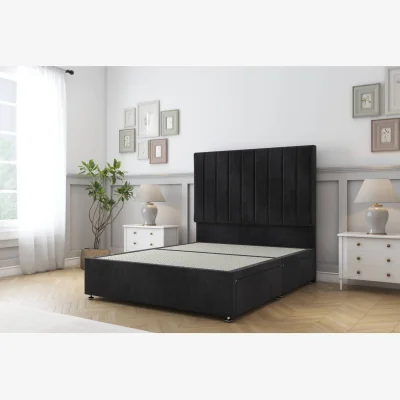 The Range Sloomy Kansas Black Naples Divan Bed Base No Drawers 54 Inch Floor Standing Headboard - Black / 1500mm