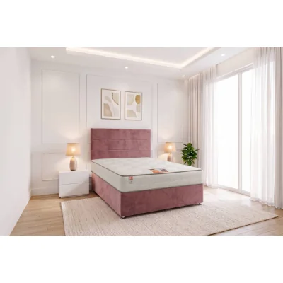 The Range York Bed & Padded Headboard With Hybrid Sprung Orthopaedic Mattress - Pink / Single