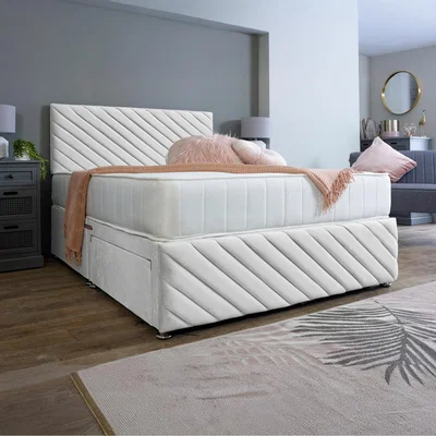 The Range Tokyo Divan Bed Base with Headboard and Footboard - White / No Drawers / Super King