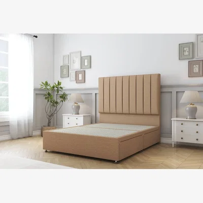 The Range Sloomy Kansas Latte Dumfries Divan Bed Base 2 Drawers Foot-End 54 Inch Floor Standing Headboard - Latte / 1800mm