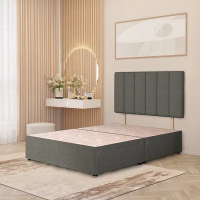 The Range Linen Fabric Divan Bed Base with 32" Austin Headboard Storage Drawer Options - Silver / Single / 36.5kg