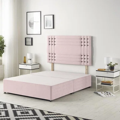 The Range Saville Velvet Divan Base with 32" Diamante Headboard and Drawers - Pink