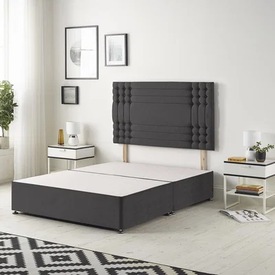 The Range Saville Velvet Divan Base with 32" Diamante Headboard and Drawers - Black /  0 / Superking