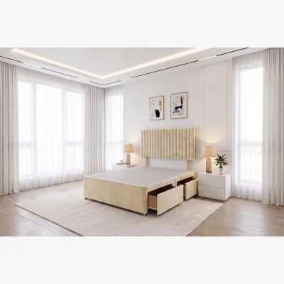 The Range Emily Cream Plush 4FT Divan Bed Base with 2 Drawers