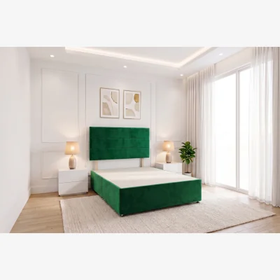 The Range Knight Sleep York Divan Bed Frame With No Mattress, 2 Drawers And Headboard Plush Velvet - Emerald / King