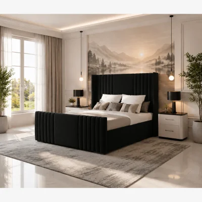 The Range Luxury Divan Bed set with mattress & headboard - Black / 135cm