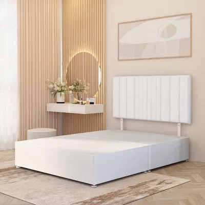 The Range Arizona Plush Velvet Divan Bed Base with Drawers and 32" Headboard - White / Small Single / No Drawers