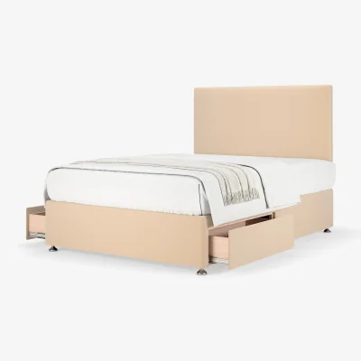 The Range Plush Velvet Divan Base With Storage and Plain Headboard - Natural