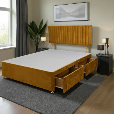 The Range Emily Divan Bed Base 2 Drawers and Headboard - Mustard / Double