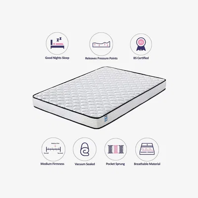 The Range Single Pocket Sprung Mattress 3ft 90 x 190cm  - White