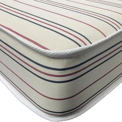 The Range Wilson Beds - 4" Reflex Foam Cotton Contract Stripe Kids Mattress - Blue and Red Stripes on 100% Natural Cotton / Small Single