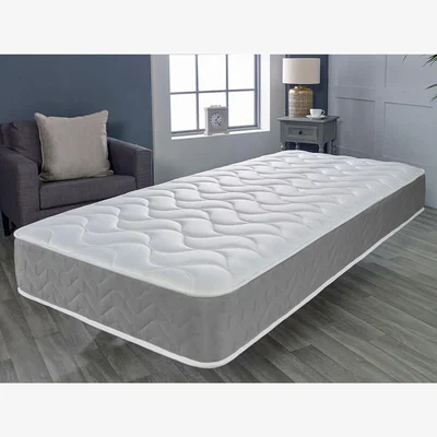 The Range Memory Foam Hybrid Sprung Mattress - White Micro Quilted Cool Touch Top, Grey Border / Small Single