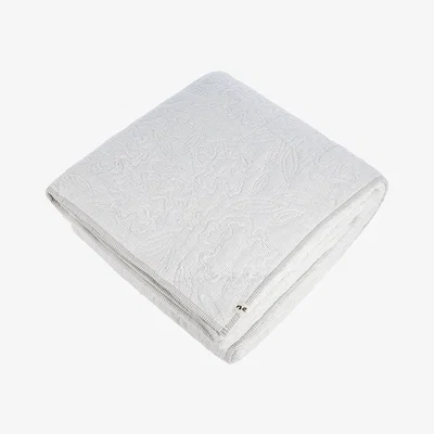Amara Neem - Block Print Floral Bedspread - 260x235cm - White