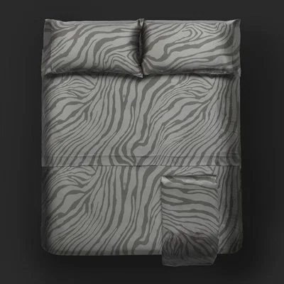 Amara Roberto Cavalli - Limited Edition Macro Zebrage Bed Sheet Set - Grey